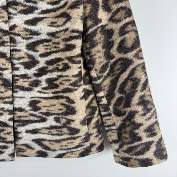 Ann Taylor Virgin Wool Blend Brown Leopard Print Jacket XS - Picture 3 of 11